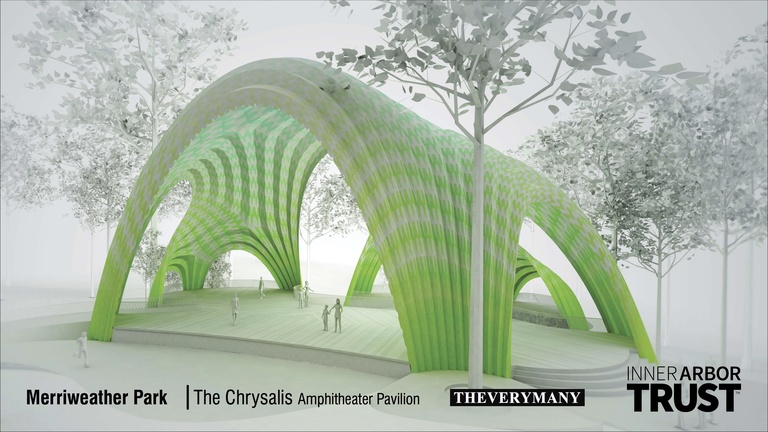 Architectural rendering of the Chrysalis, exterior view