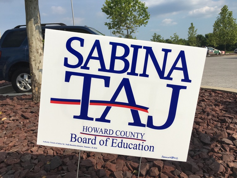Sabina Taj small campaign sign, 2018 elections