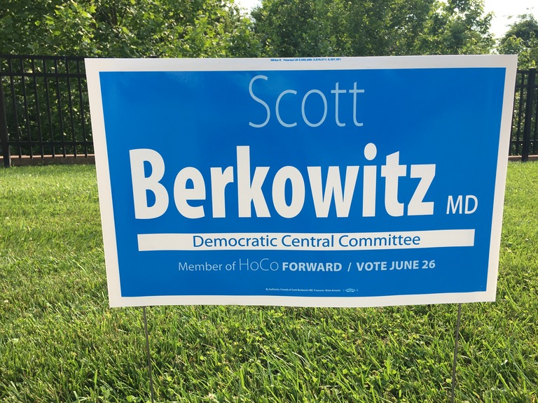 Scott Berkowitz small campaign sign, 2018 elections