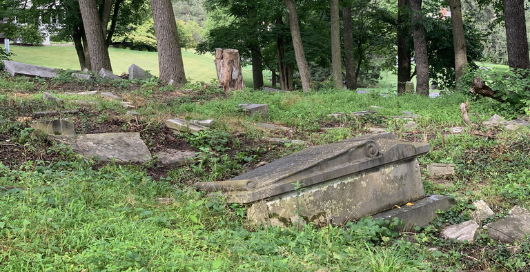 The ruins of a Dorsey family cemetery, originally located on the grounds of one of their estates, and now surrounded by a suburban housing development.