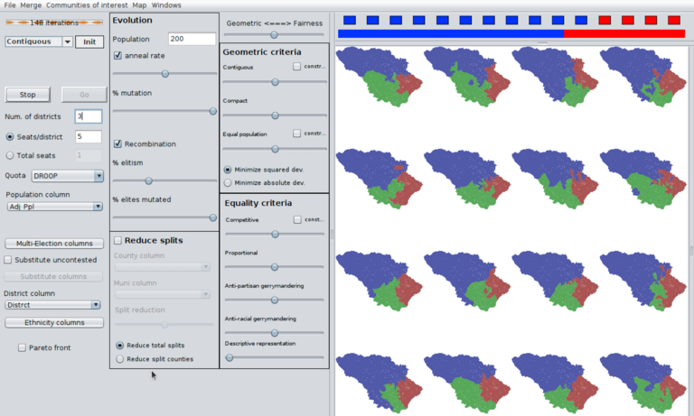 A screenshot of the Auto-Redistrict application in action